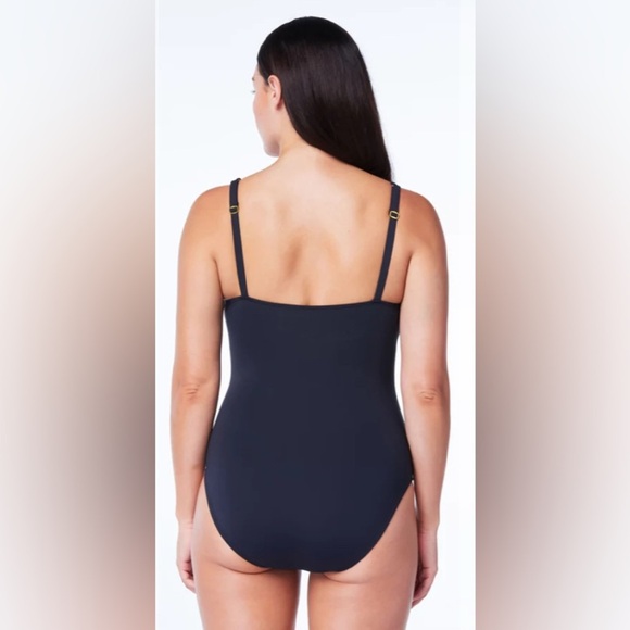 NWT Bleu Rod Beattie Woman’s Kore Scoop Neck One-Piece Black Swimsuit Size 10 - Picture 2 of 12